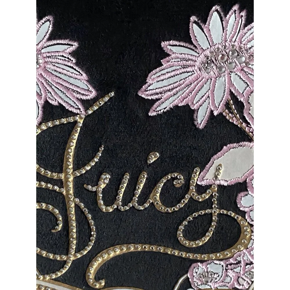 Juicy Couture Juicy In Bloom Hobo Shoulder Bag Purse Liquorice Black‎ Floral NEW